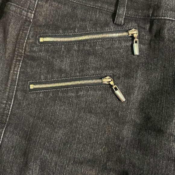 ST. JOHN YELLOW LABEL Black Denim Jeans Zippers Sz 6 - Picture 7 of 12
